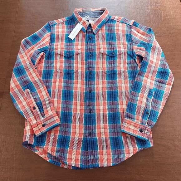 Outerknown Blanket Shirt Organic Cotton Watermelon Feliz Plaid Men's Size M - Picture 1 of 5